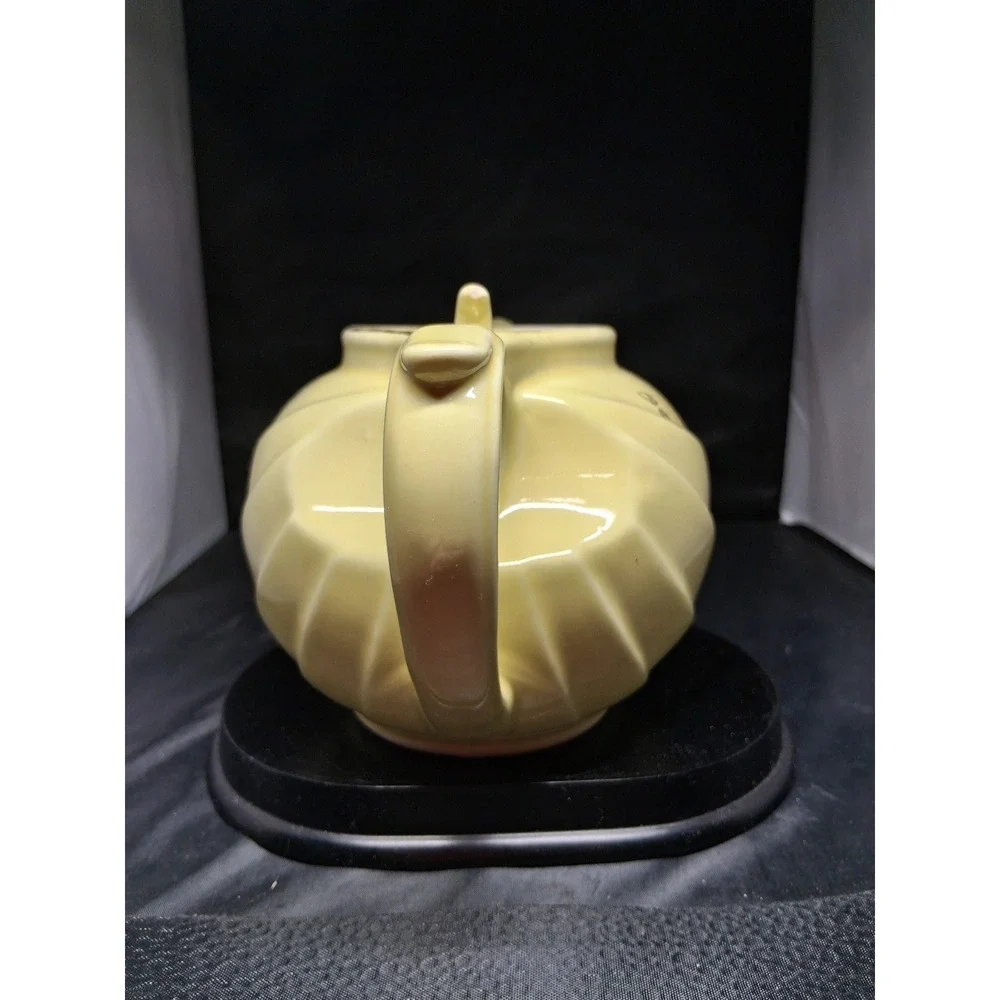Hall China Vintage Yellow Swirl Teapot 799 Oak Leaf Acorn 6 Cup Made in USA